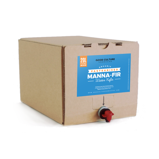 ORGANIC Pasteurised 20 Litre Bag in Box of Non-alcoholic Fermented Water Kefir Tea Base - Manna-FIR