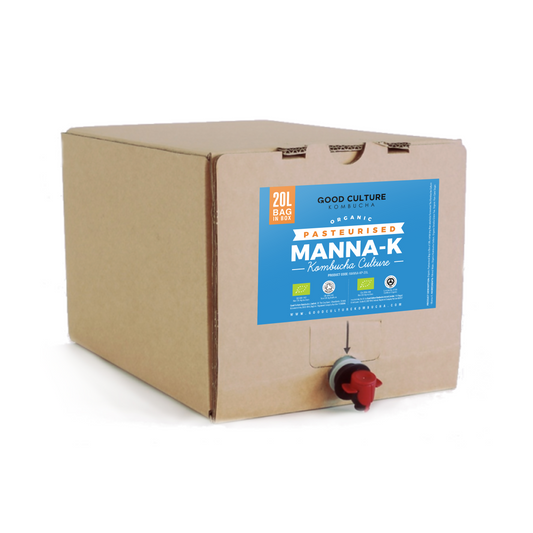 ORGANIC Pasteurised 20 Litres Bag in Box of Non-alcoholic Fermented Kombucha Tea Base - Manna-K