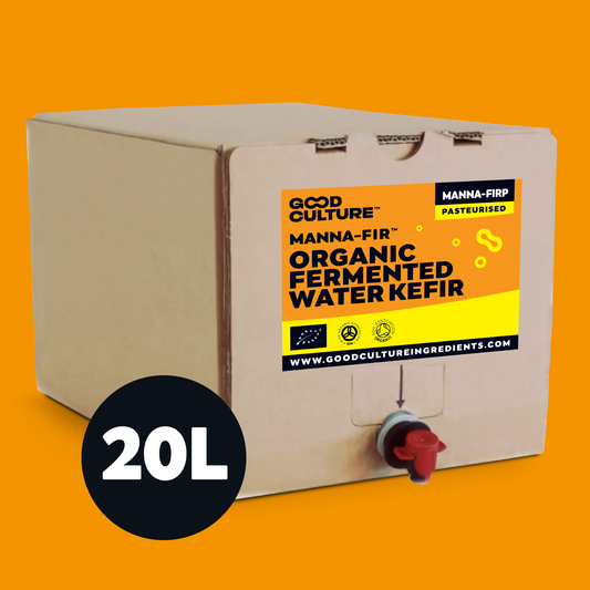 ORGANIC Pasteurised 20 Litre Bag in Box of Non-alcoholic Fermented Water Kefir Tea Base - Manna-FIR