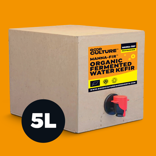 ORGANIC Pasteurised 5 Litre Bag in Box of Non-alcoholic Fermented Water Kefir Tea Base - Manna-FIR