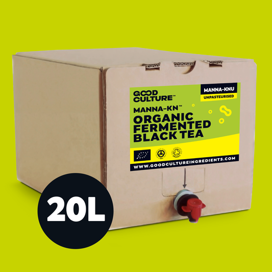 ORGANIC Unpasteurised 20 Litre Bag in Box of Non-alcoholic Fermented Black Tea Kombucha - Manna-KN