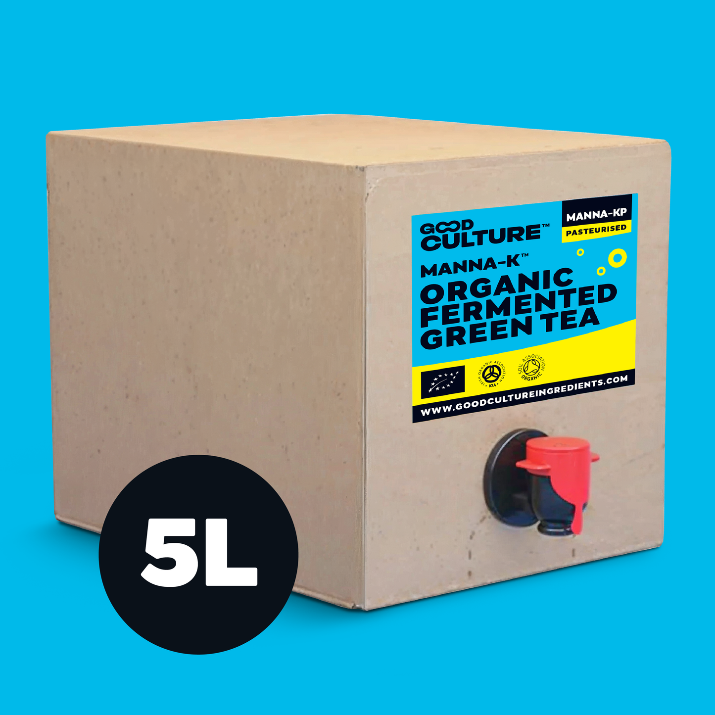 ORGANIC Pasteurised 5 Litre Bag in Box of Non-alcoholic Fermented Kombucha Tea - Manna-K